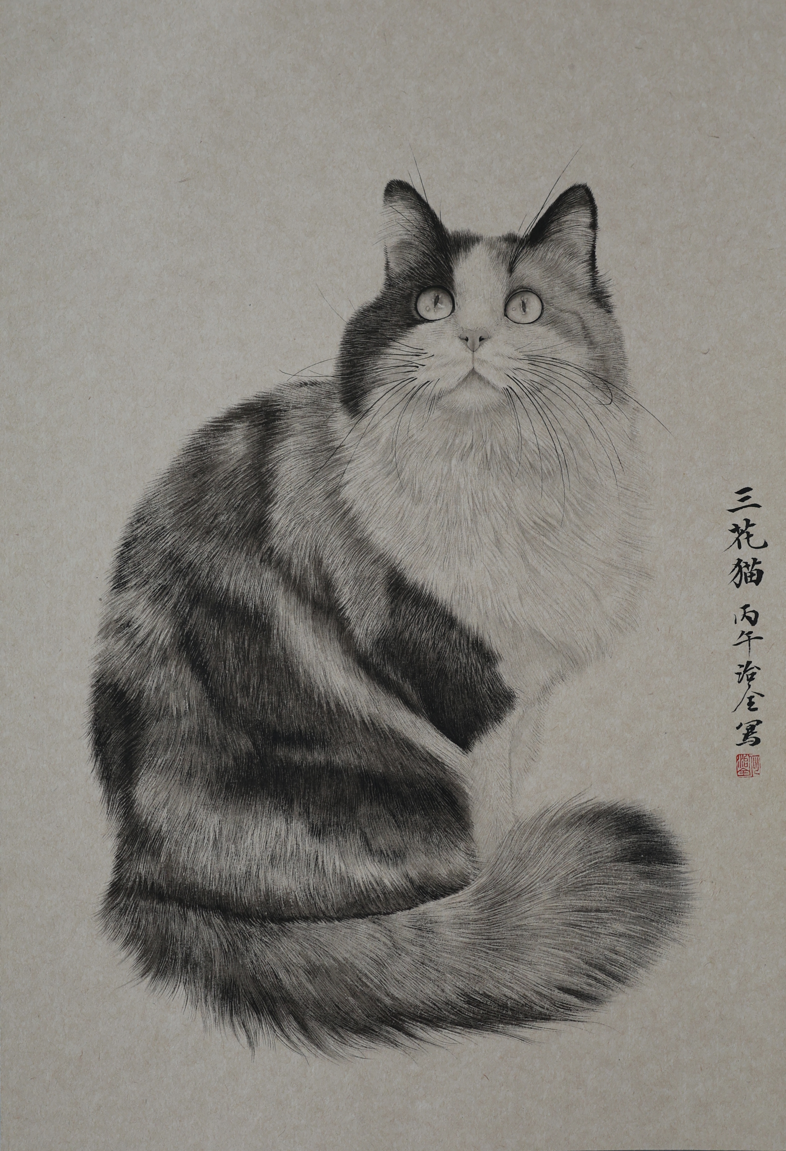 Original gongbi cat portrait