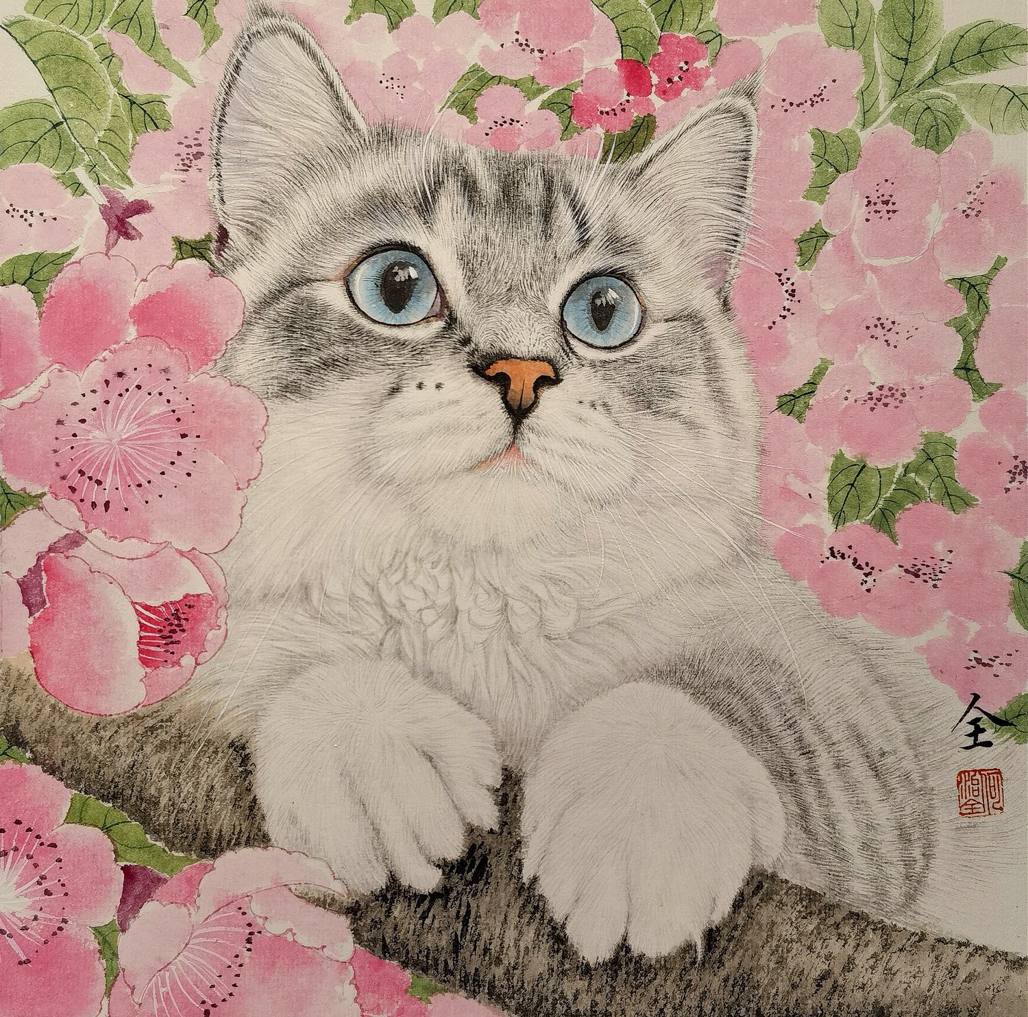 Original gongbi cat portrait